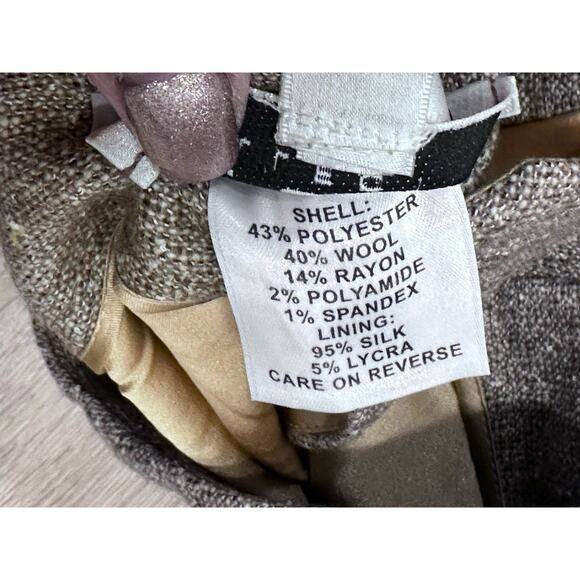 St John Collection Wool Blend Pants Womens Sz 6 Brown Tweed Silk Lined - Picture 10 of 11